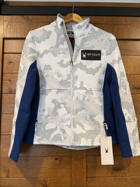 Spyder Women’s M - White Camo & Navy Softshell Ski Jacket